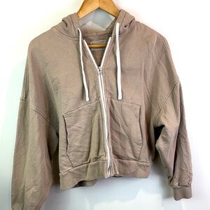 Everlane 100% organic cotton Zip-Up cropped Hoodie size M